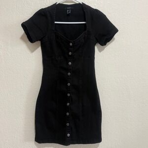 Forever 21 Black Button-Front Mini Dress